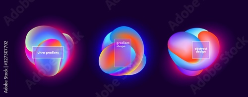 Abstract gradient liquid forms isolated on black background Vector backdrop