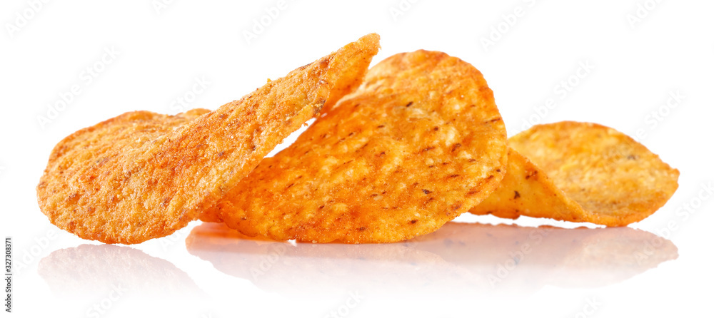 Heap of corn chips isolated on white Heap of corn chips isolated on white