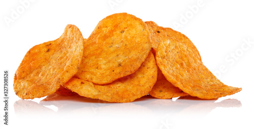 Heap of corn chips isolated on white