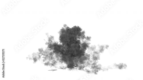 explosion of the projectile with black smoke photo