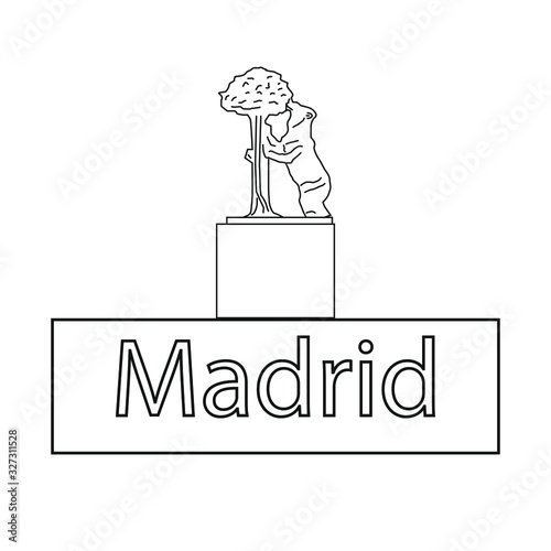 Obraz na płótnie Madrid city bear and madrono statue on white background w salonie