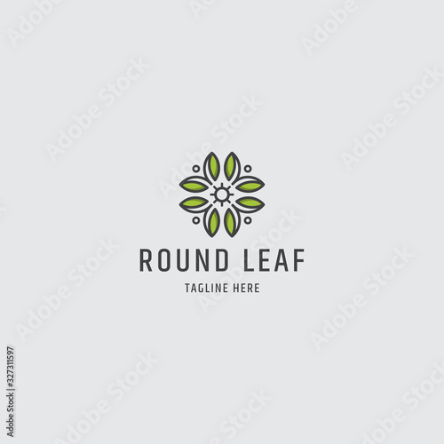 Round leaf logo template - vector