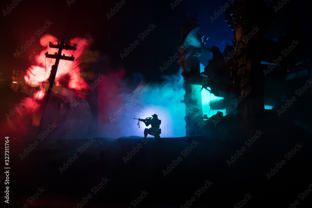 War Concept. Military silhouettes fighting scene on war fog sky background, World War Soldiers Silhouette Below Cloudy Skyline At night. War Concept. Military silhouettes fighting scene on war fog sky background, World War Soldiers Silhouette Below Cloudy Skyline At night.
