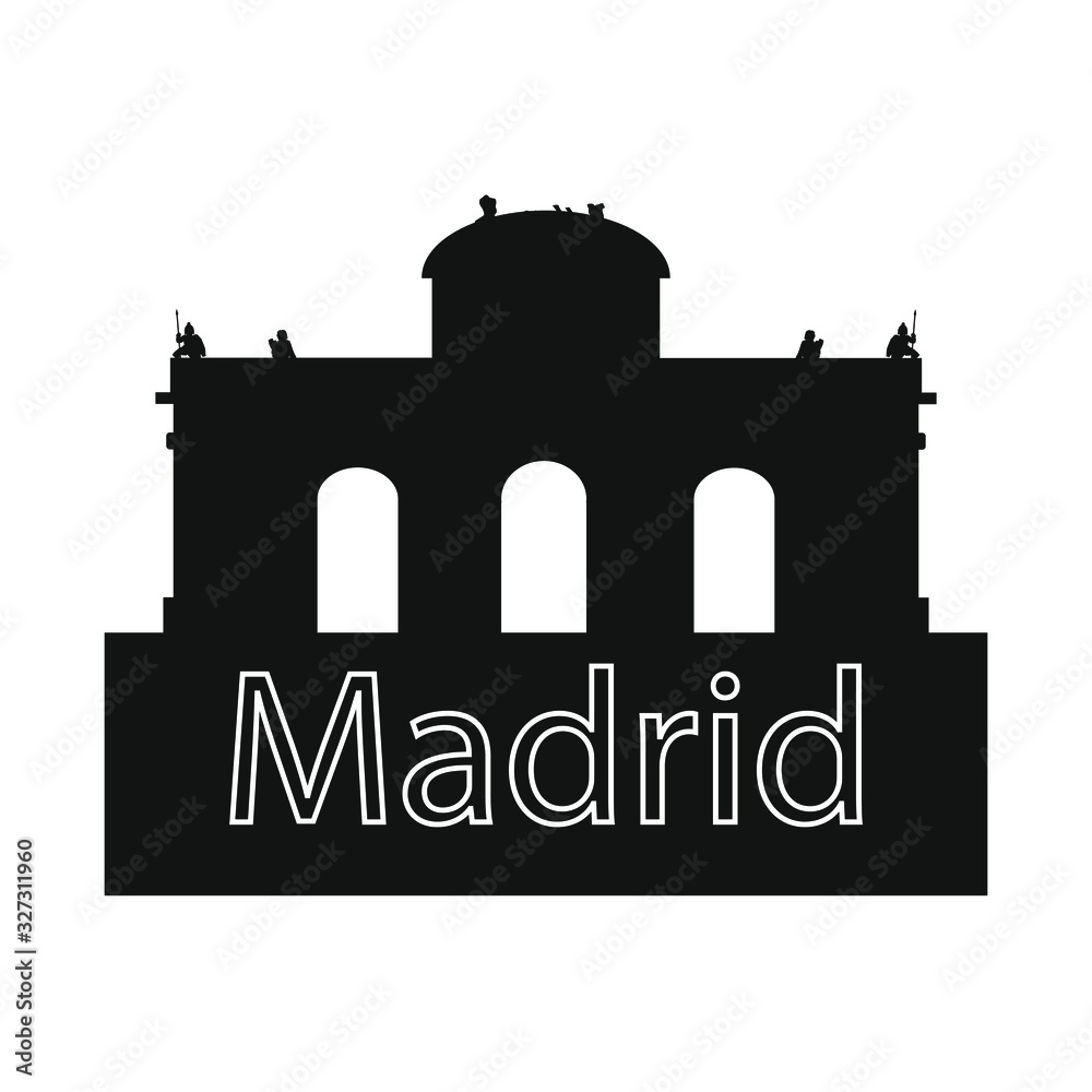 building of alcala door of madrid city on white background