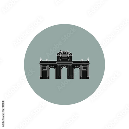 building of alcala door of madrid city on white background