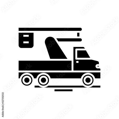 Crane technic black icon, concept illustration, vector flat symbol, glyph sign.