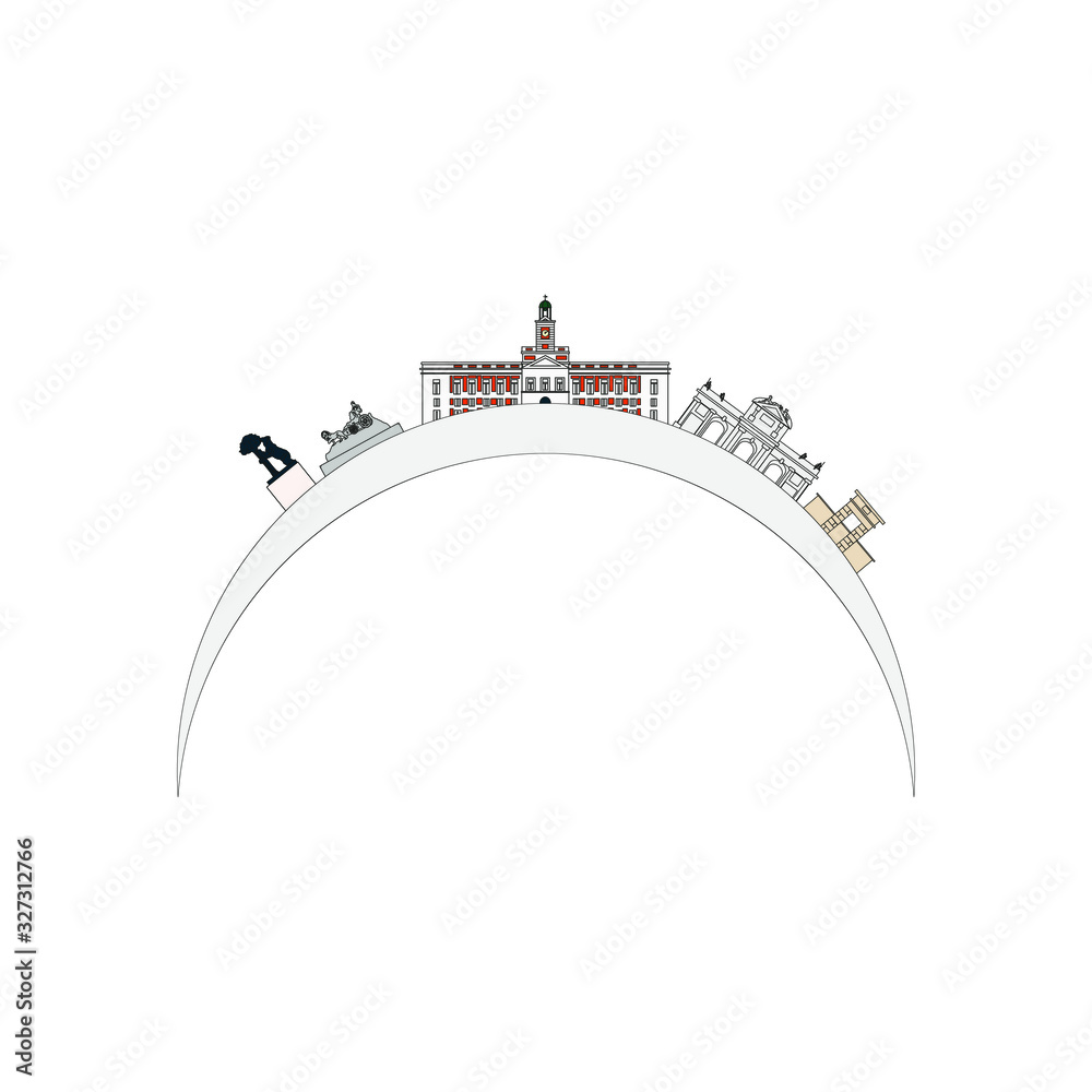 Naklejka premium Madrid city skyline on white background