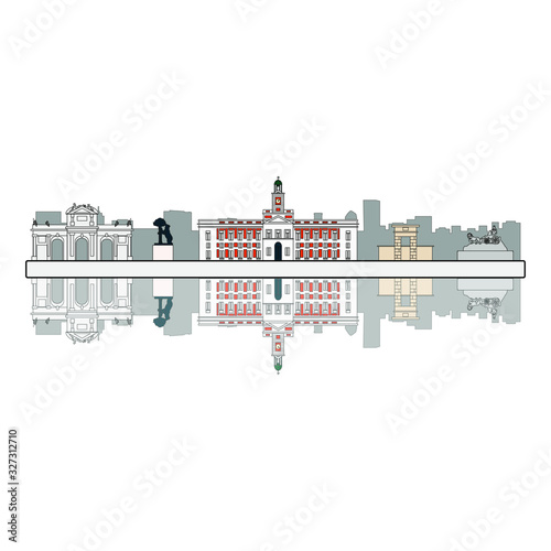 Madrid city skyline on white background