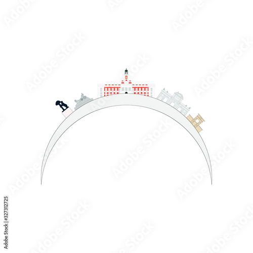 Madrid city skyline on white background