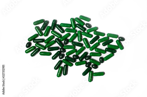 Map of Ukraine made up of green tablets