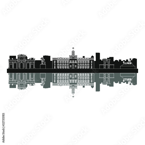 Madrid city skyline on white background