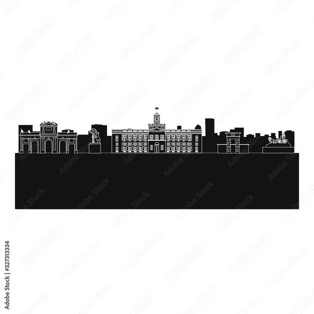 Naklejka premium Madrid city skyline on white background