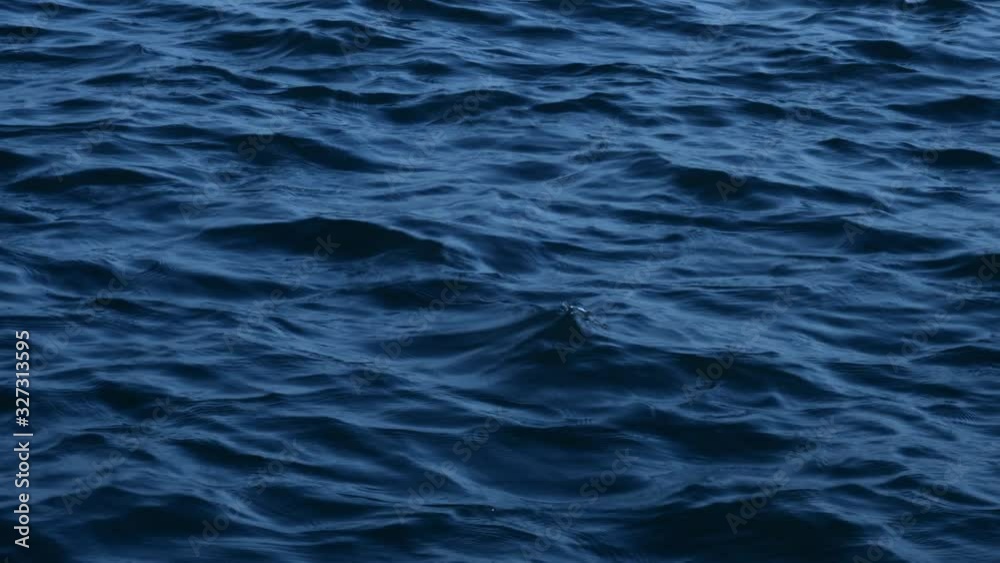 Abstract shot of moving waves surface in deep blue sea waters