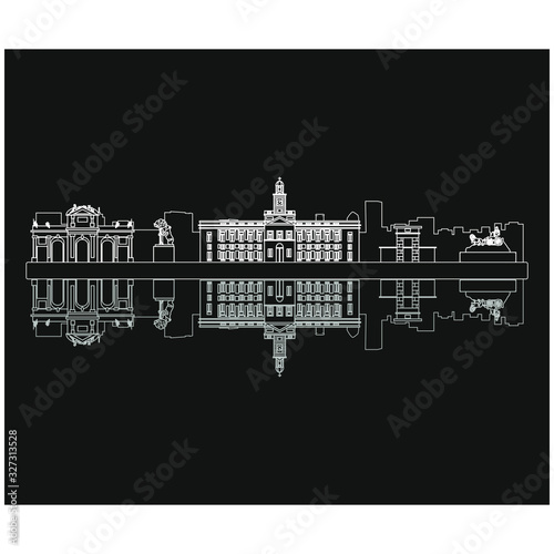 Madrid city skyline on white background