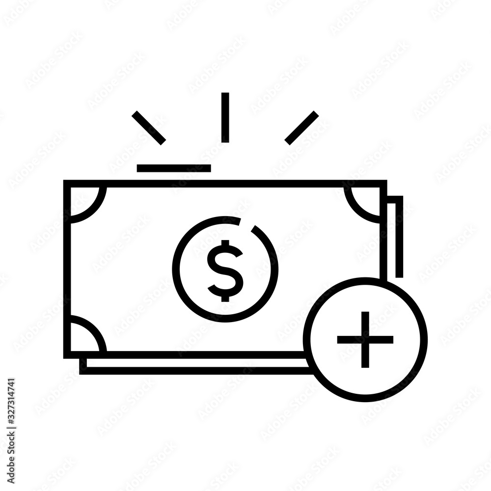 Profit earning line icon, concept sign, outline vector illustration, linear symbol. Profit earning line icon, concept sign, outline vector illustration, linear symbol.