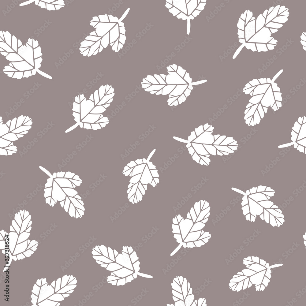 Floral leafy seamless pattern. Hand drawn illustration in simple scandinavian style. Minimalism in a limited pastel color. ideal for printing on fabric, textiles, packaging, wallpaper, etc