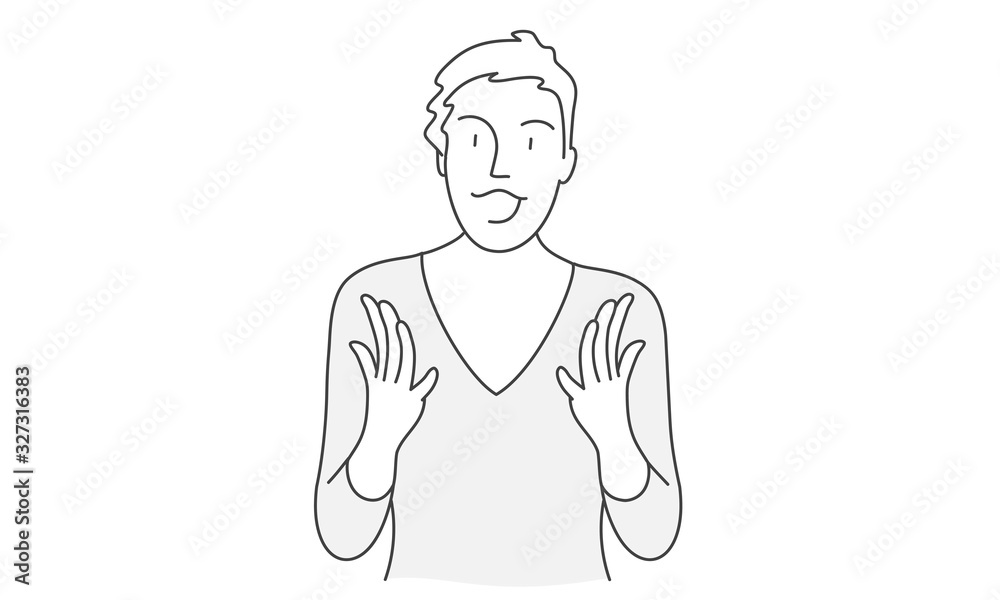 Fototapeta premium Surprised woman. Hand drawn vector illustration.