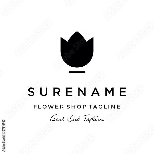 green leaf tulip rose Flower logo inspiration vector icon illustration custom logo design vector