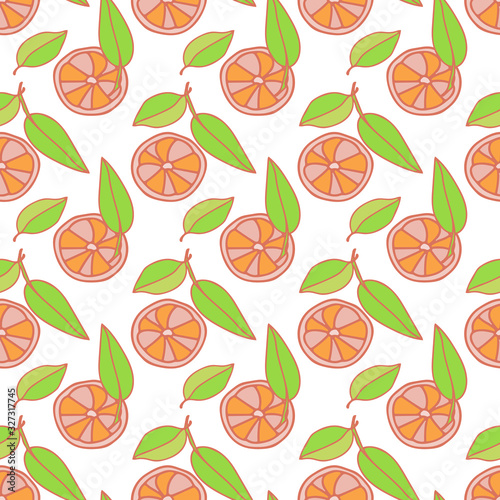 Seamless pattern of Orange. Image on a white and color background. Vector.