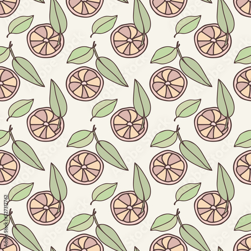 Seamless pattern of Orange. Image on a white and color background. Vector.
