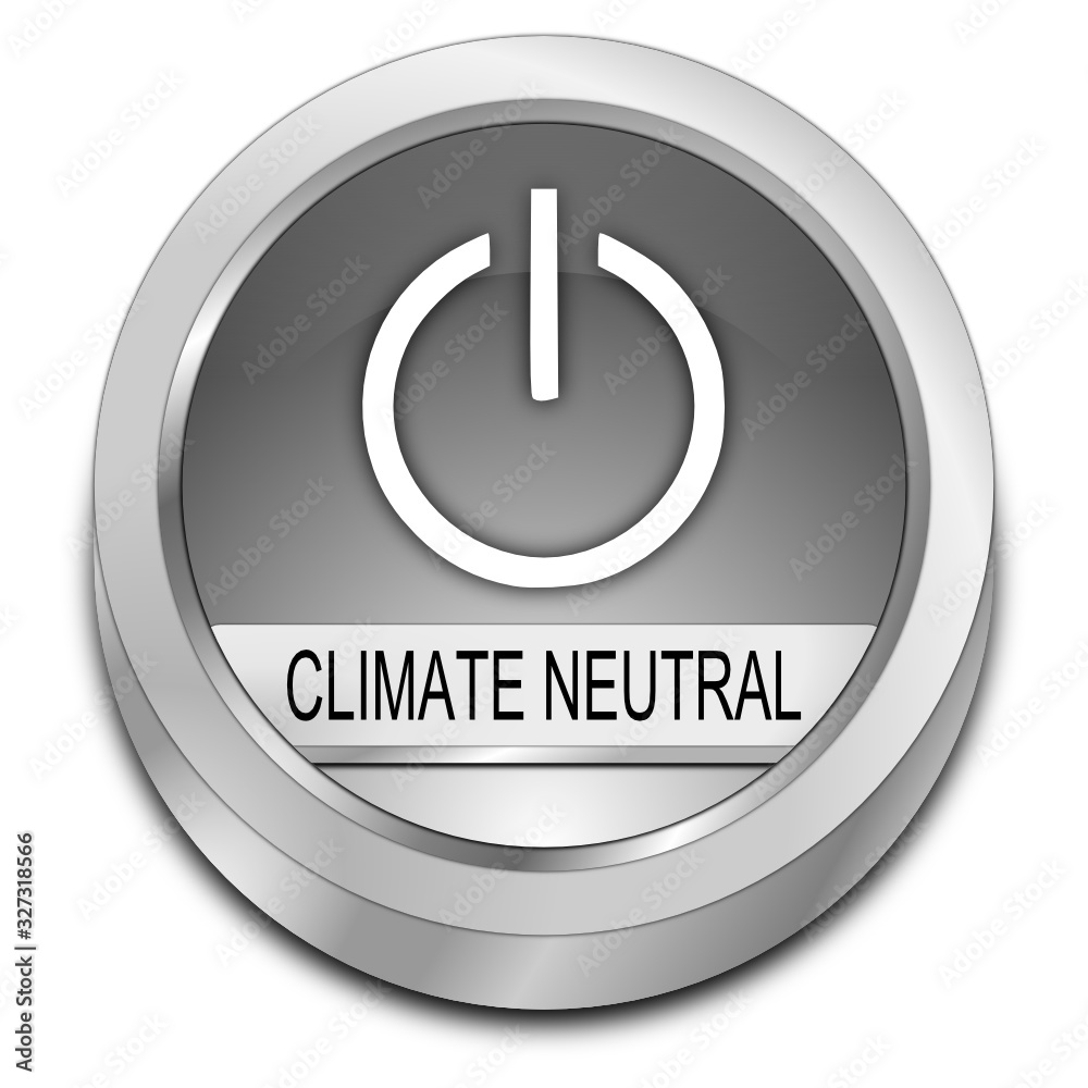 Climate neutral Button - 3D illustration Climate neutral Button - 3D illustration