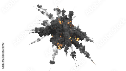 explosion with black smoke photo