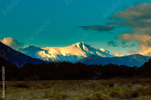 snow mountain in aspiring national park westcoast southland new zelaand