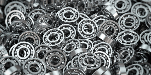 Heap of bearing industriaal concept background. photo