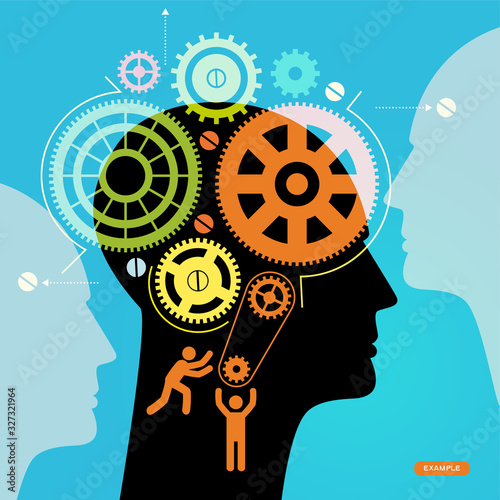 Human head and Brain Gears in Progress. 