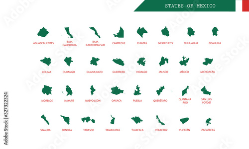 Map of all the states of the country of Mexico