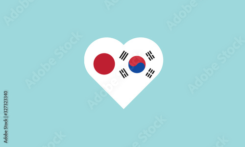 Japan South Korea heart symbol love friendship flag decoration