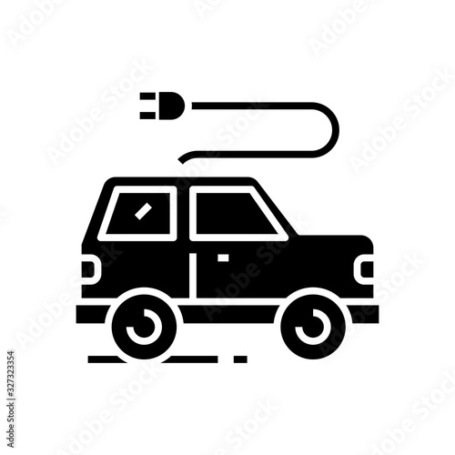 Electrocar black icon, concept illustration, vector flat symbol, glyph sign.