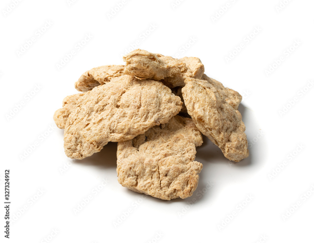 Raw Dehydrated Soy Meat or Soya Chunks Isolated Raw Dehydrated Soy Meat or Soya Chunks Isolated
