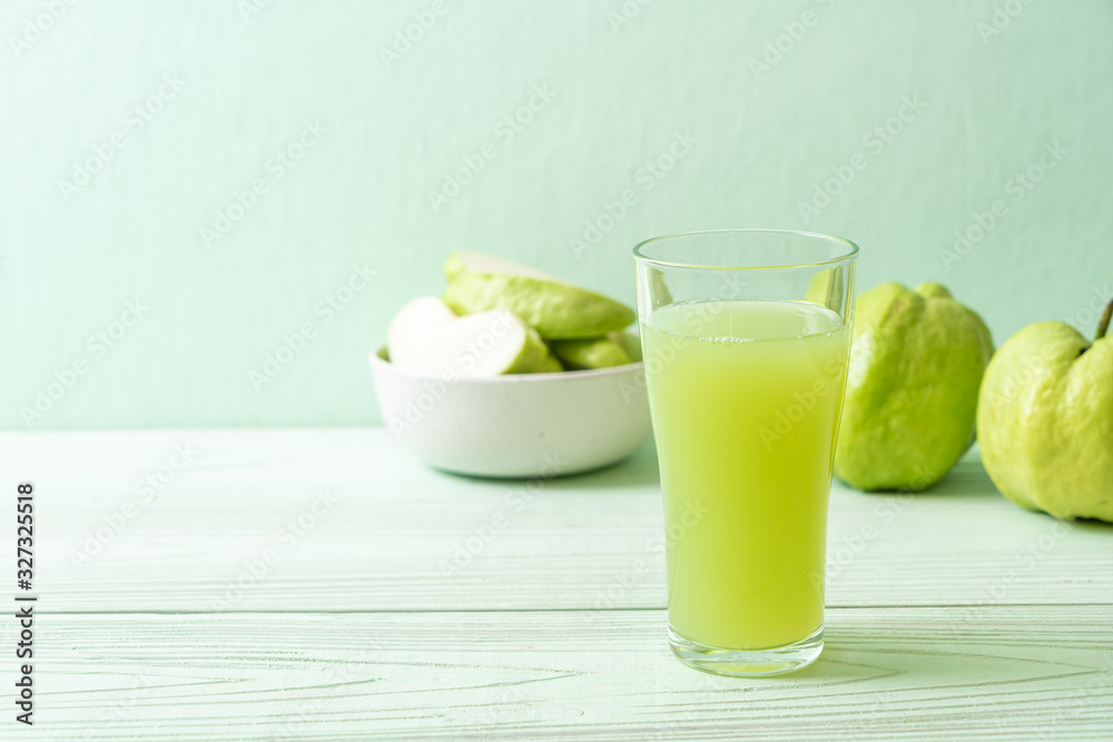 fresh guava juice glass with fresh guava fruit