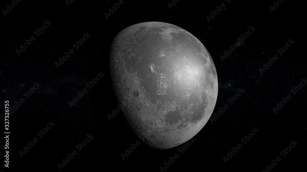 Moon base mission futuristic settlement satellite view from space night lights animation Moon base mission futuristic settlement satellite view from space night lights animation