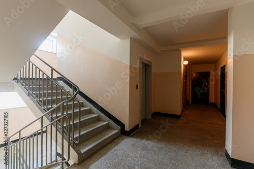 Russia, Moscow- November 04, 2019: interior room apartment public place, porch. doors, walls, corridors