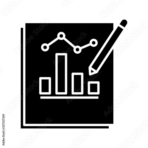 Editing infographics black icon, concept illustration, vector flat symbol, glyph sign.