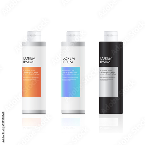 set colorful plastic bottles for cosmetic cream realistic packages collection beauty spa products natural cosmetology skincare packaging branding skin treatment concept vector illustration