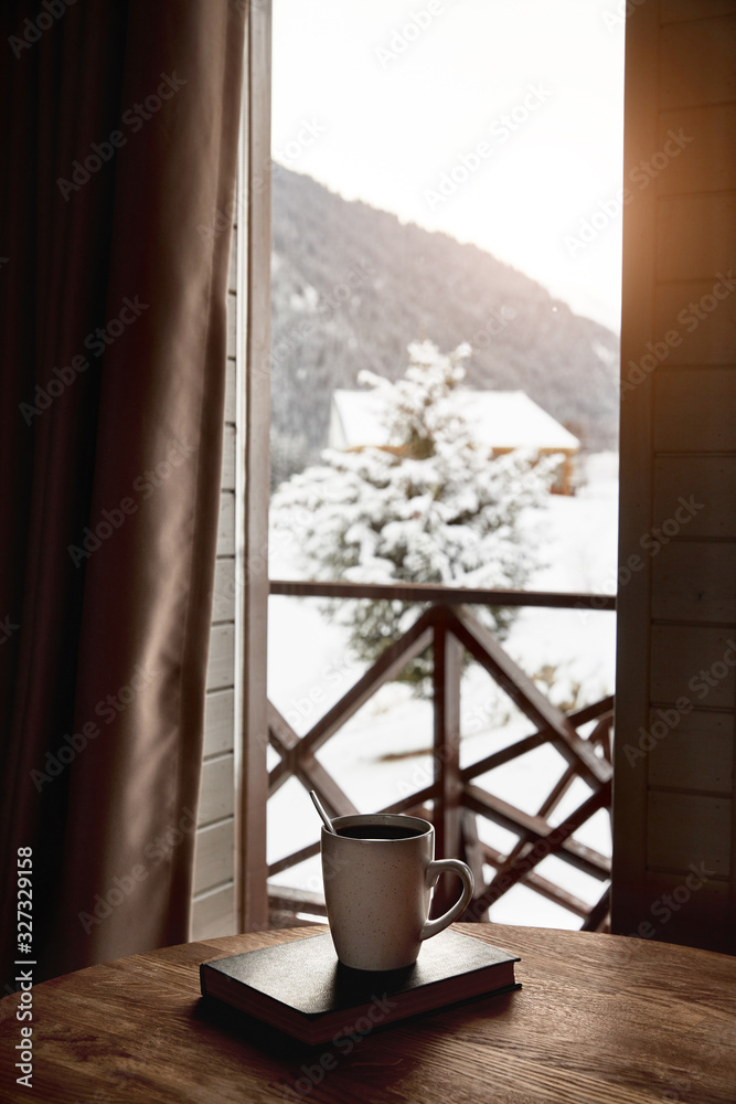Coffee with beautiful Mountain View