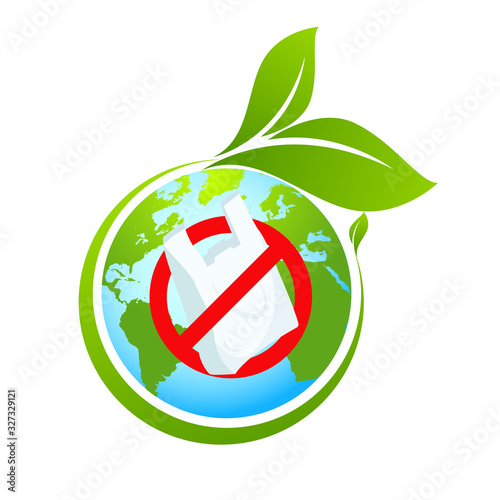 No plastic bags in Earth globe sign concept illustration