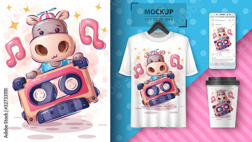 Music hippo poster and merchandising