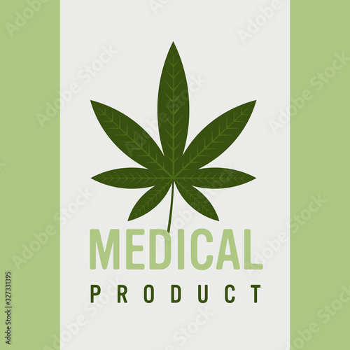 medical cannabis or marijuana leaf ganja legalize sticker drug consumption concept vector illustration