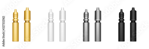 Set of realistic 3d dropper bottles for packaging design