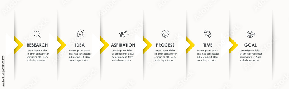 Vector Infographic design with icons and 6 options or steps. Infographics for business concept. Can be used for presentations banner, workflow layout, process diagram, flow chart, info graph