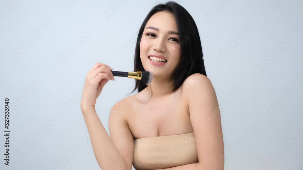 Portrait of beautiful woman with happy emotion at white background. People with beauty, healthy, fashion concept.Attractive Asian woman tossing her long.4k resolution. Portrait of beautiful woman with happy emotion at white background. People with beauty, healthy, fashion concept.Attractive Asian woman tossing her long.4k resolution.