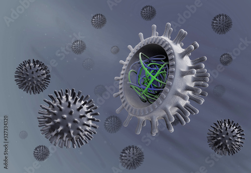 3D rendering of Microstructure of coronavirus