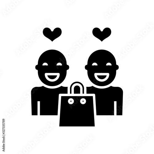 Client purchase black icon, concept illustration, vector flat symbol, glyph sign.