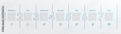 Vector Infographic thin line design with icons and 7 options or steps. Infographics for business concept. Can be used for presentations banner, workflow layout, process diagram, flow chart, info graph