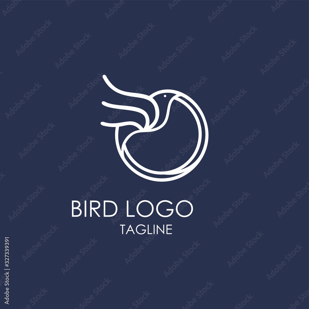Bird Outline logo design is a simple minimalist style template Bird Outline logo design is a simple minimalist style template