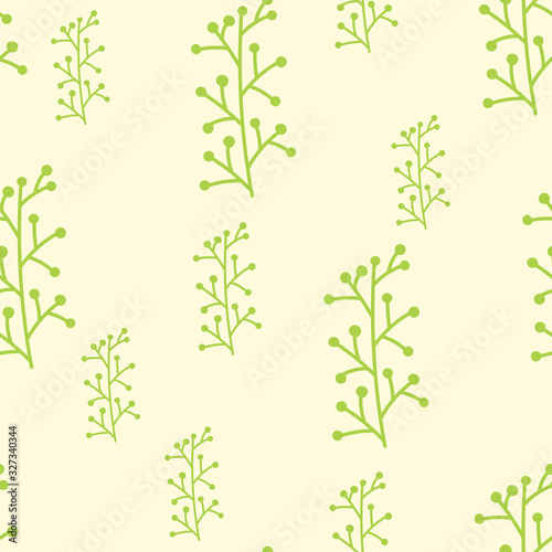 Vector Botanical seamless background with green plants . Decorative texture for fabric  Wallpaper  stationery  bedding.